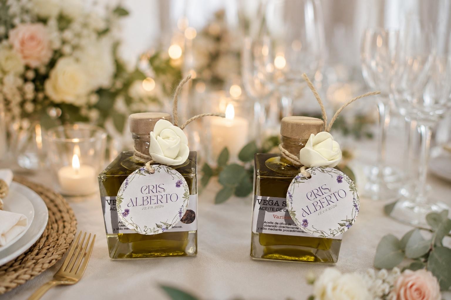 Botellita cuadrada de AOVE de 100 ml personalizada