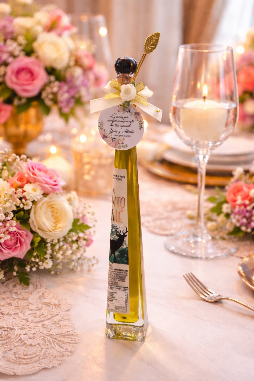 Botellita puntiaguda de AOVE de 100 ml personalizada