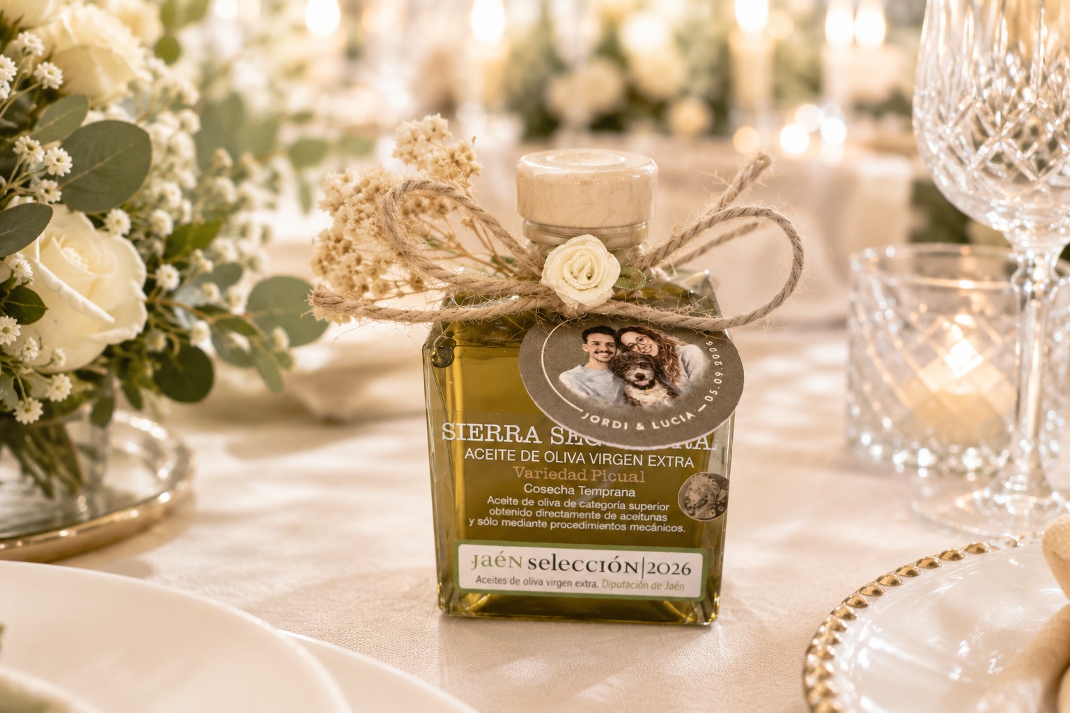 Botellita cuadrada de AOVE temprano de 100 ml personalizada