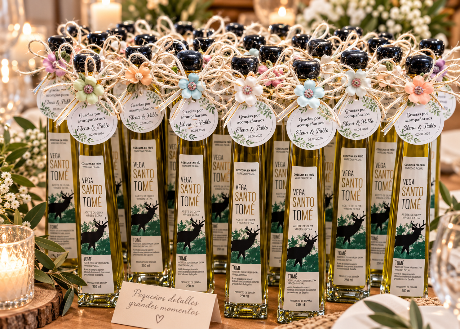 Pedido real de botellitas de aceite de oliva personalizadas por Terra&Olivo